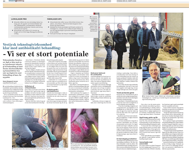 Artikel om FarmLaser ApS i Effektivt Landbrug, marts 2026
